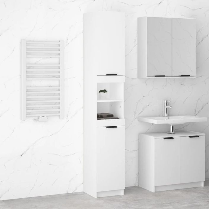 Armoire de salle de bain blanc 32x34x188,5 cm bois d'ingénierie - Photo n°1