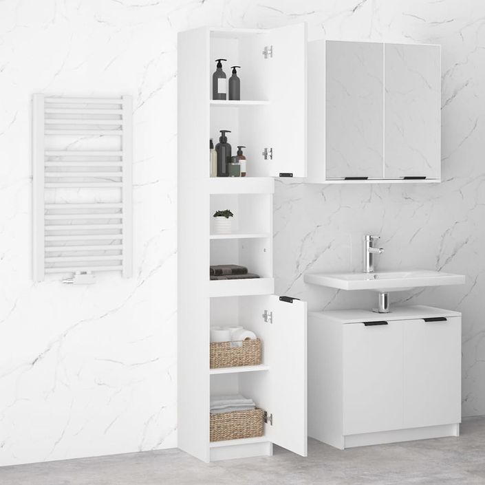 Armoire de salle de bain blanc 32x34x188,5 cm bois d'ingénierie - Photo n°4