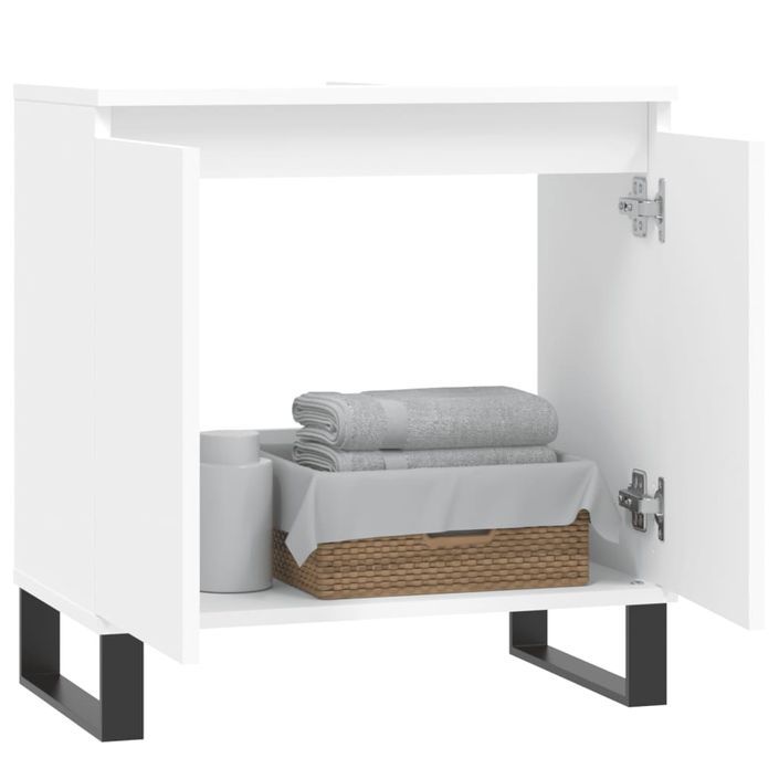 Armoire de salle de bain blanc 58x33x60 cm bois d'ingénierie - Photo n°3