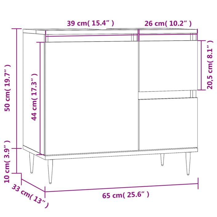 Armoire de salle de bain blanc 65x33x60 cm bois d'ingénierie - Photo n°11