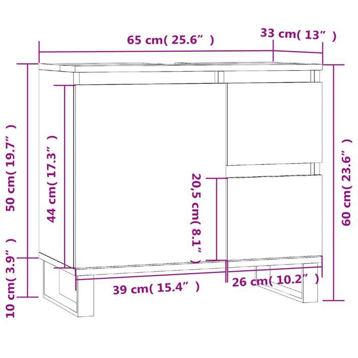 Armoire de salle de bain blanc 65x33x60 cm bois d'ingénierie - Photo n°11
