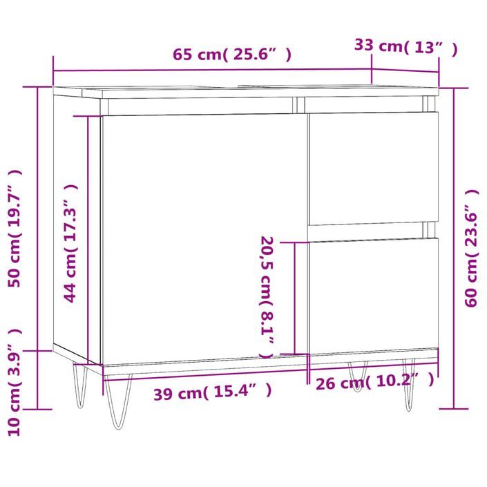 Armoire de salle de bain blanc 65x33x60 cm bois d'ingénierie - Photo n°11