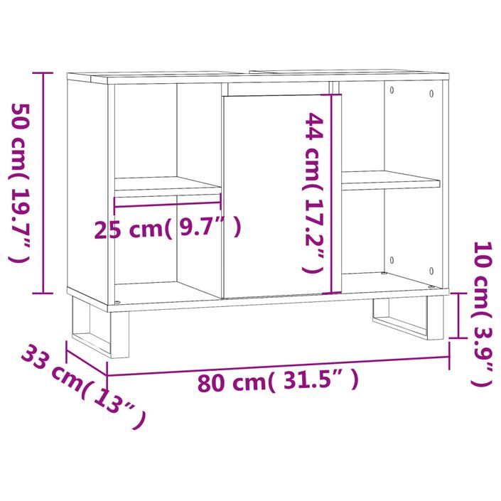 Armoire de salle de bain blanc 80x33x60 cm bois d'ingénierie - Photo n°12