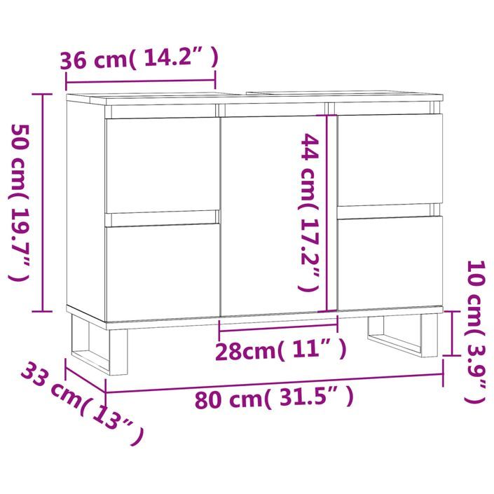 Armoire de salle de bain blanc 80x33x60 cm bois d'ingénierie - Photo n°11