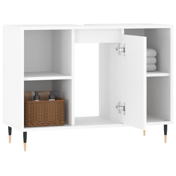 Armoire de salle de bain blanc 80x33x60 cm bois d'ingénierie - Photo n°4