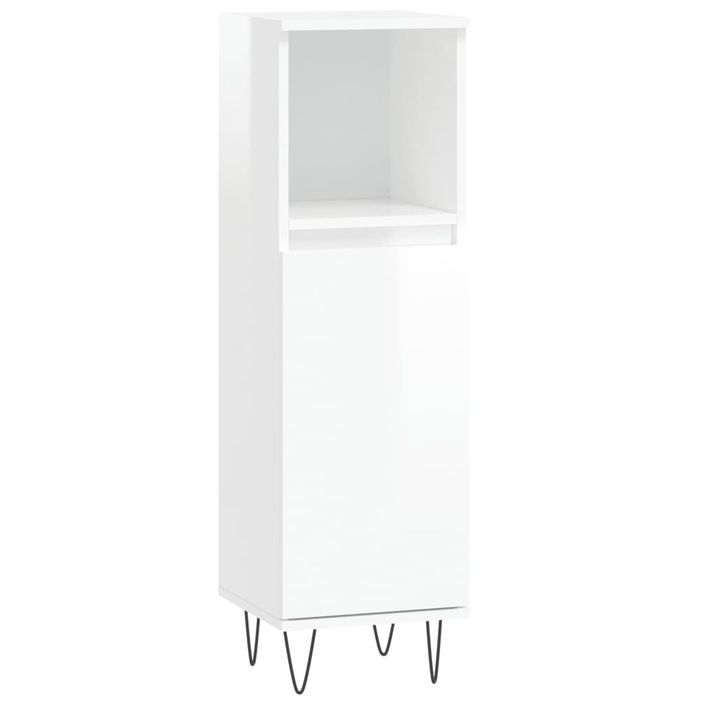 Armoire de salle de bain blanc brillant 30x30x100 cm - Photo n°1