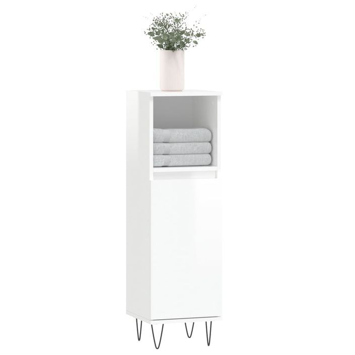 Armoire de salle de bain blanc brillant 30x30x100 cm - Photo n°3