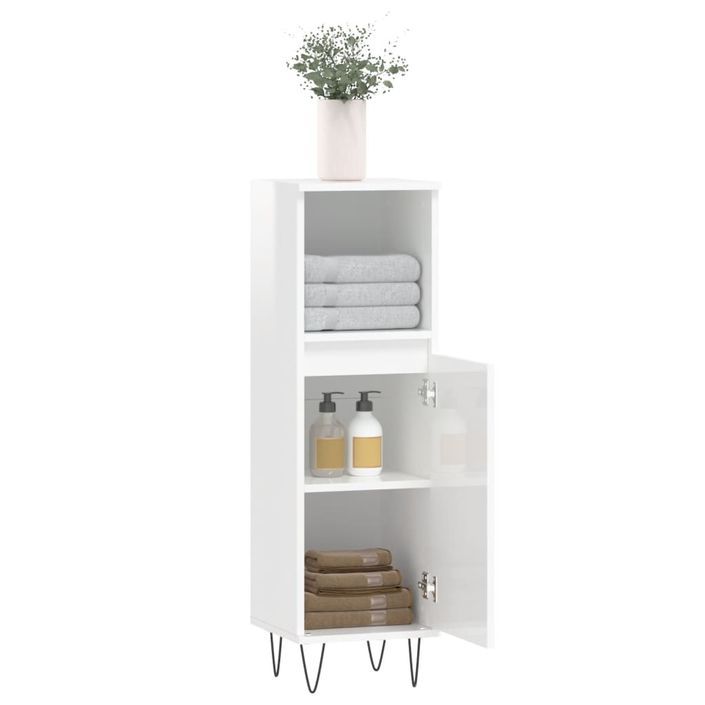 Armoire de salle de bain blanc brillant 30x30x100 cm - Photo n°4