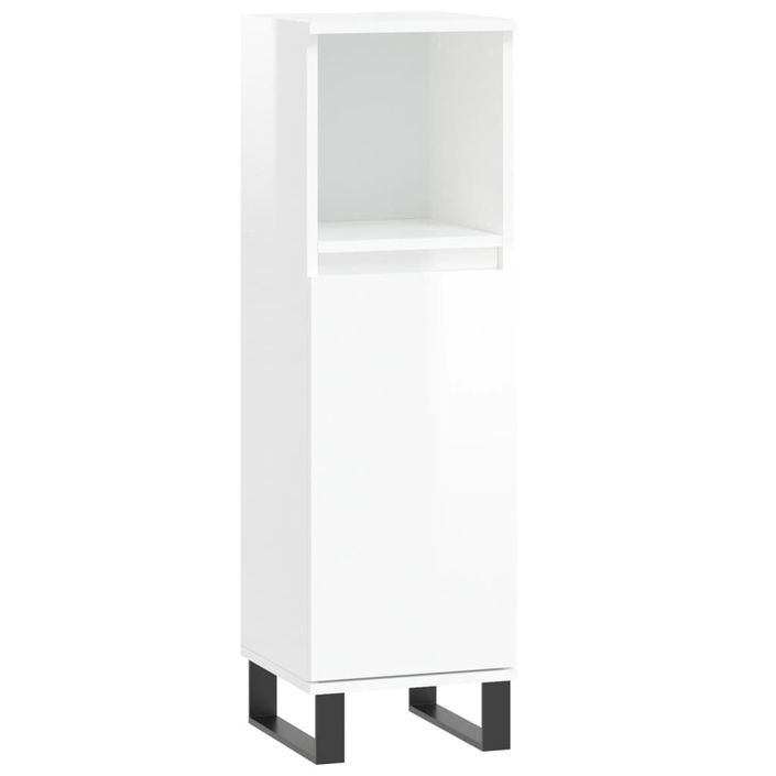 Armoire de salle de bain blanc brillant 30x30x100 cm - Photo n°1