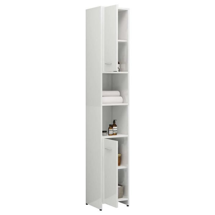 Armoire de salle de bain Blanc brillant 30x30x183,5cm - Photo n°4