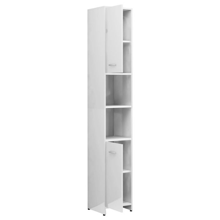 Armoire de salle de bain Blanc brillant 30x30x183,5cm - Photo n°6