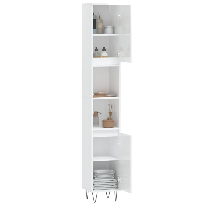 Armoire de salle de bain blanc brillant 30x30x190 cm - Photo n°4