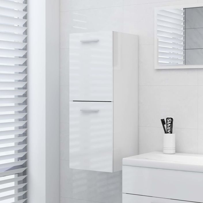 Armoire de salle de bain Blanc brillant 30x30x80 cm - Photo n°2