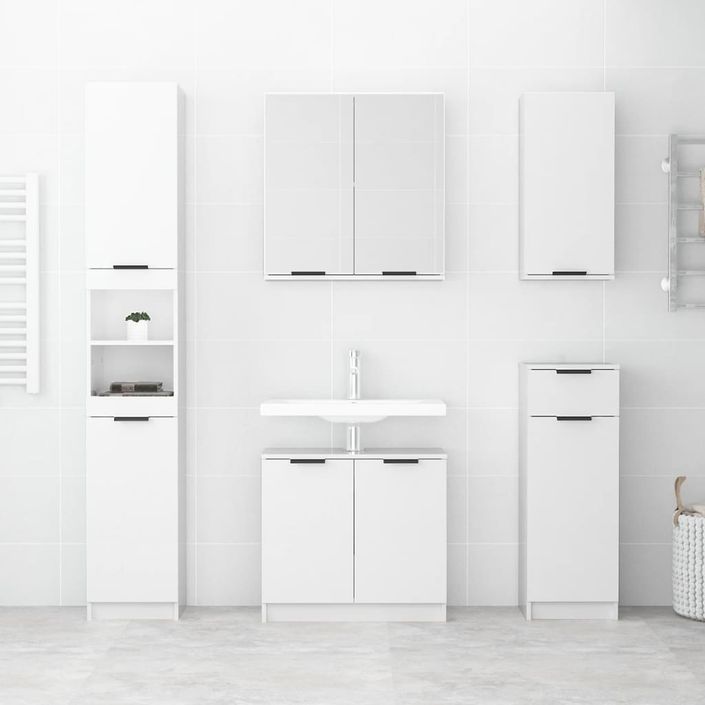 Armoire de salle de bain Blanc brillant 64,5x33,5x59 cm - Photo n°3