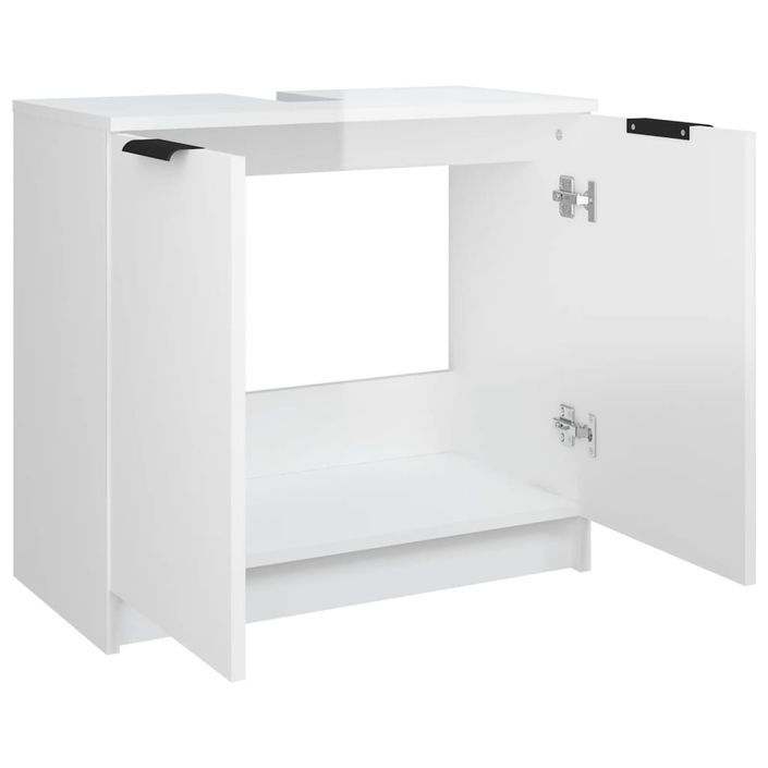 Armoire de salle de bain Blanc brillant 64,5x33,5x59 cm - Photo n°9