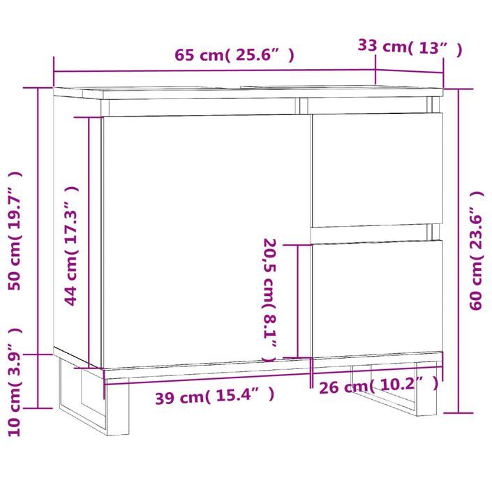 Armoire de salle de bain blanc brillant 65x33x60 cm - Photo n°11