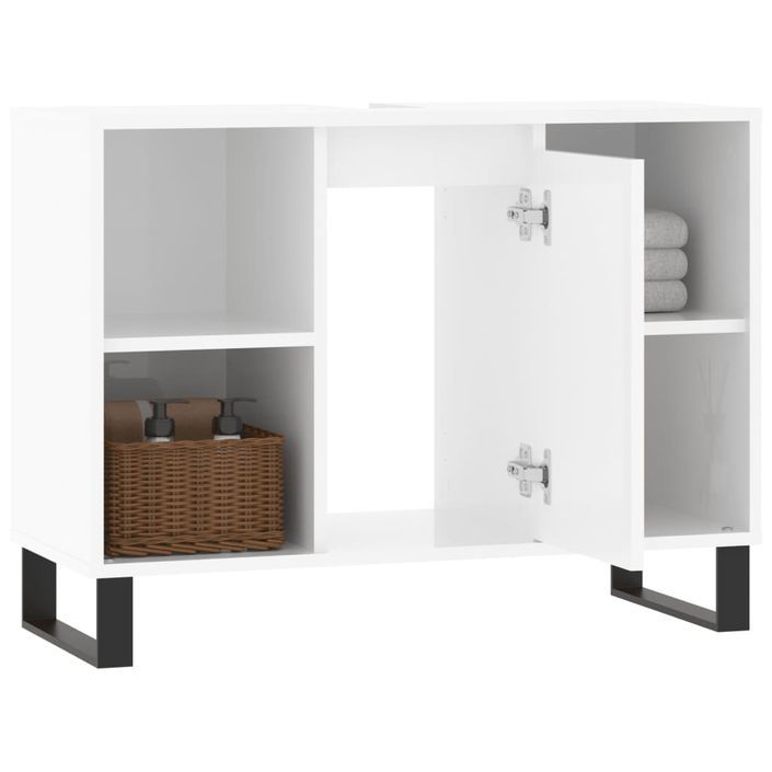 Armoire de salle de bain blanc brillant 80x33x60 cm - Photo n°4