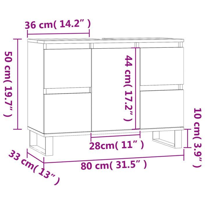 Armoire de salle de bain blanc brillant 80x33x60 cm - Photo n°11