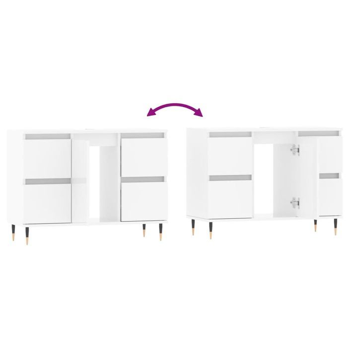 Armoire de salle de bain blanc brillant 80x33x60 cm - Photo n°8