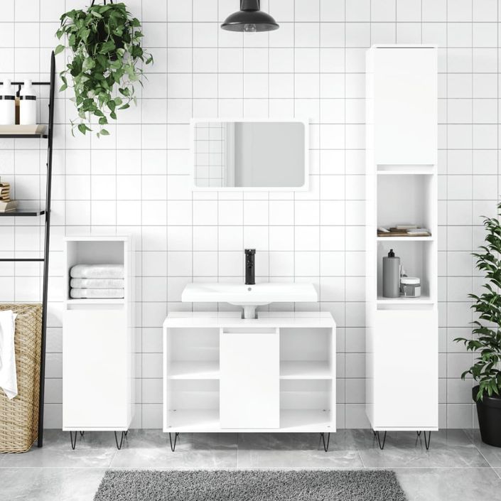 Armoire de salle de bain blanc brillant 80x33x60 cm - Photo n°1
