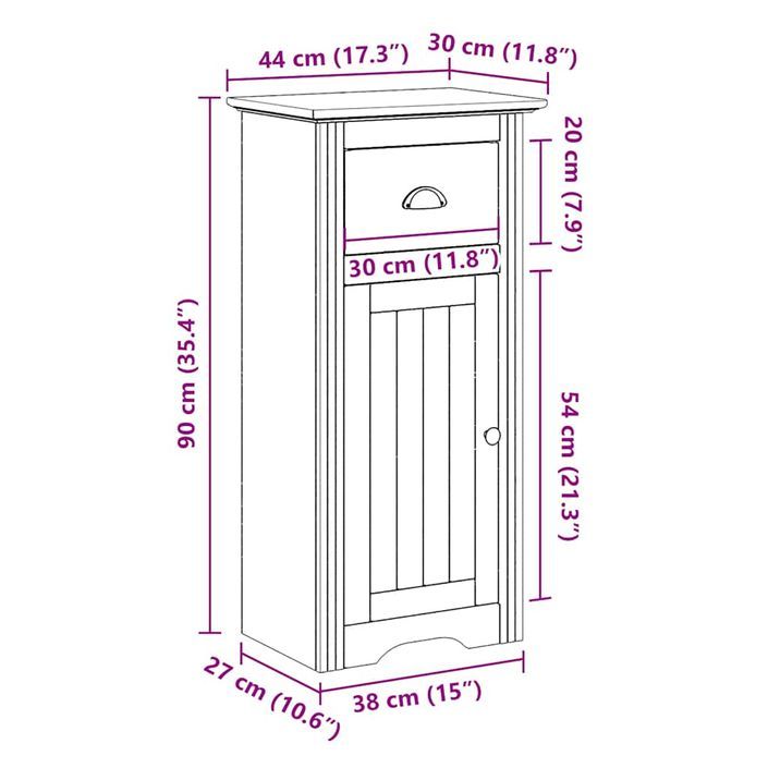 Armoire de salle de bain BODO blanc et marron 44x30x90 cm - Photo n°8