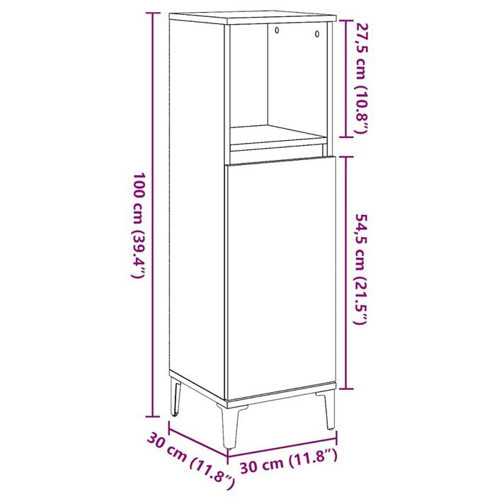 Armoire de salle de bain chêne artisanal 30x30x100 cm - Photo n°11