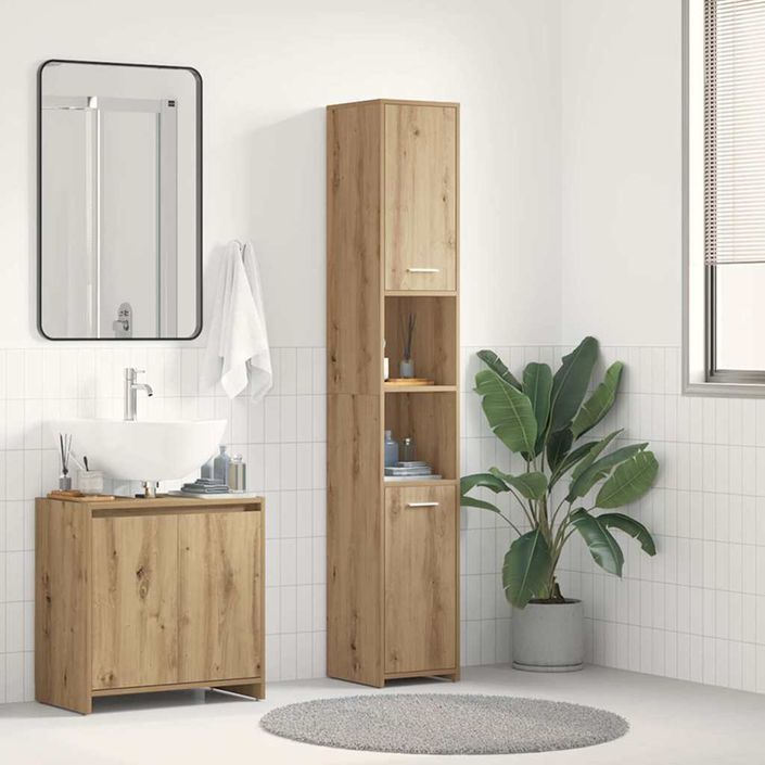 Armoire de salle de bain chêne artisanal 30x30x183,5 cm - Photo n°3