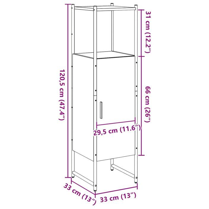 Armoire de salle de bain chêne artisanal 33x33x120,5 cm - Photo n°11