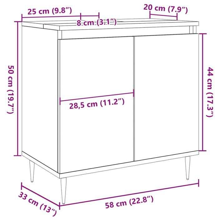 Armoire de salle de bain chêne artisanal 58x33x60 cm - Photo n°10