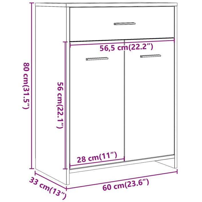 Armoire de salle de bain chêne artisanal 60x33x80 cm - Photo n°10