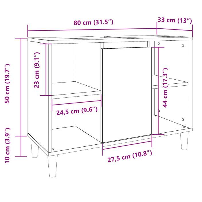 Armoire de salle de bain chêne artisanal bois d'ingénierie - Photo n°10