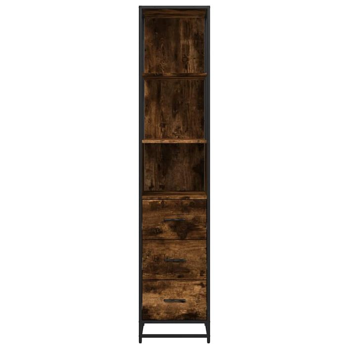 Armoire de salle de bain chêne fumé 35x37,5x166 cm - Photo n°5