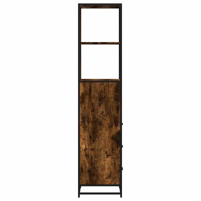 Armoire de salle de bain chêne fumé 35x37,5x166 cm - Photo n°7