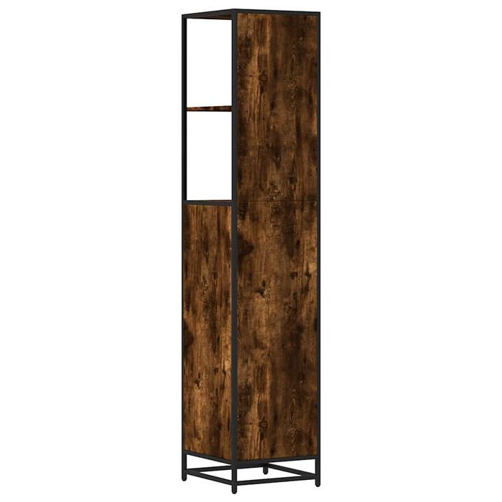 Armoire de salle de bain chêne fumé 35x37,5x166 cm - Photo n°8