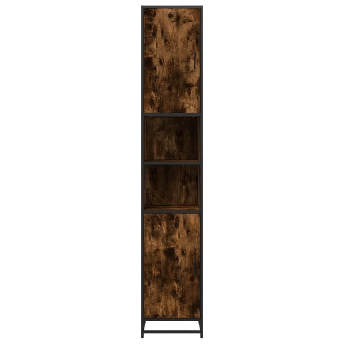 Armoire de salle de bain chêne fumé bois d'ingénierie et métal - Photo n°5