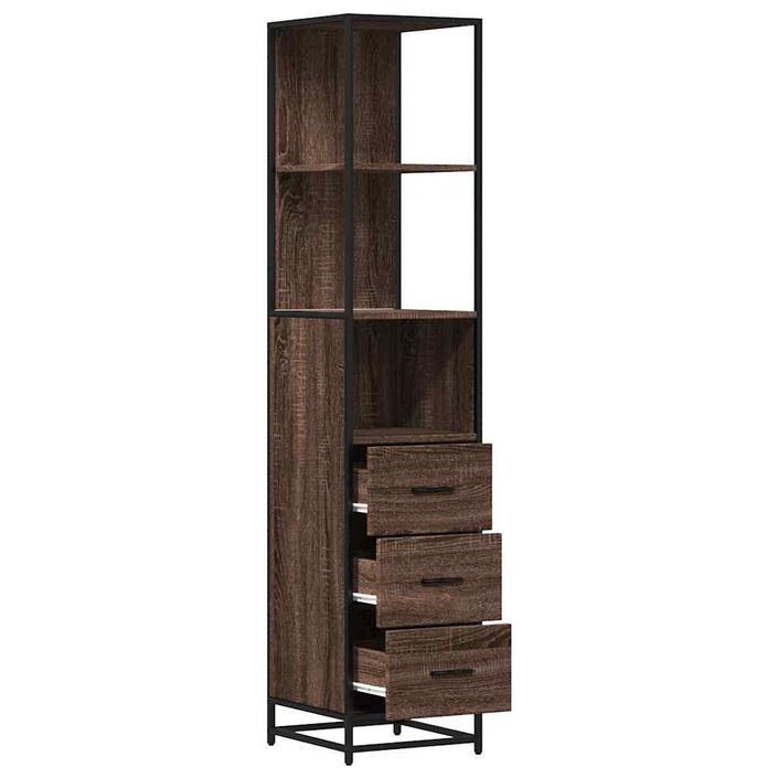 Armoire de salle de bain chêne marron 35x37,5x166 cm - Photo n°6