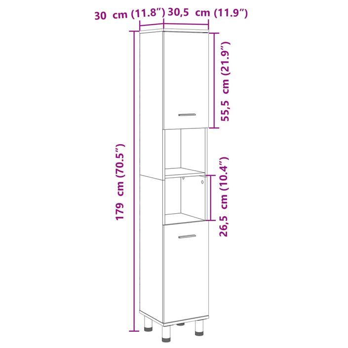 Armoire de salle de bain chêne sonoma 30,5x30x179 cm - Photo n°10