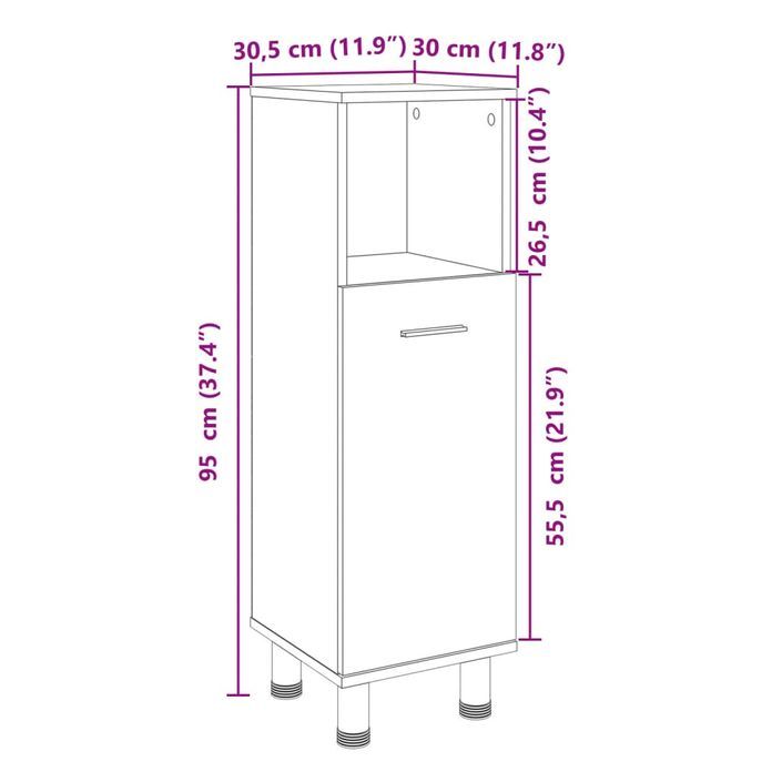 Armoire de salle de bain chêne sonoma 30,5x30x95 cm - Photo n°10