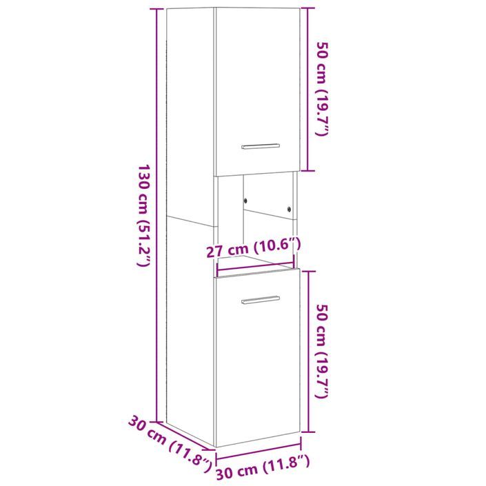 Armoire de salle de bain Chêne sonoma 30x30x130 cm - Photo n°12