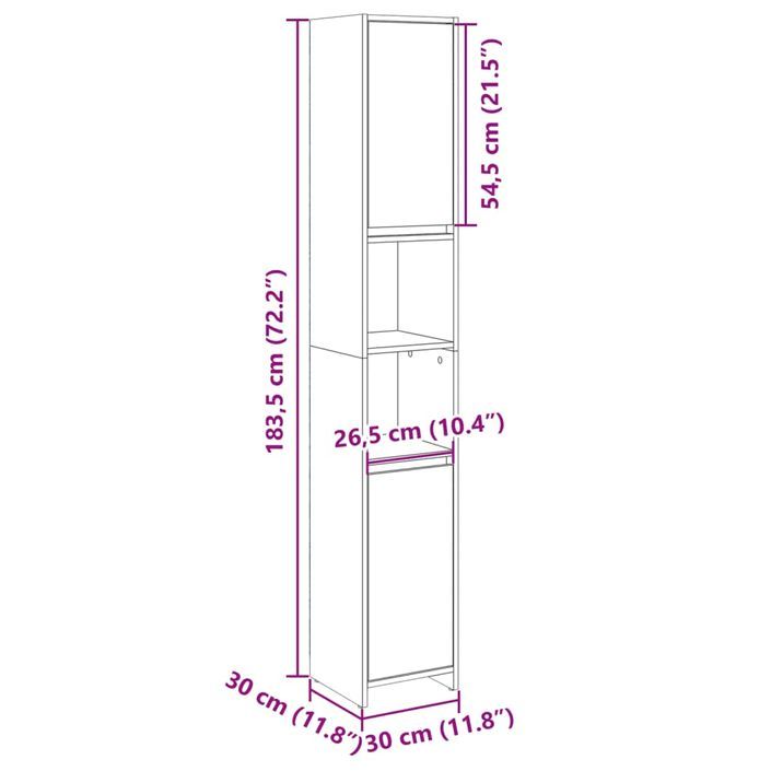 Armoire de salle de bain Chêne sonoma 30x30x183,5 cm - Photo n°9