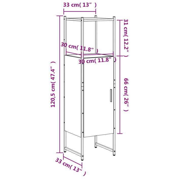 Armoire de salle de bain chêne sonoma 33x33x120,5 cm - Photo n°12