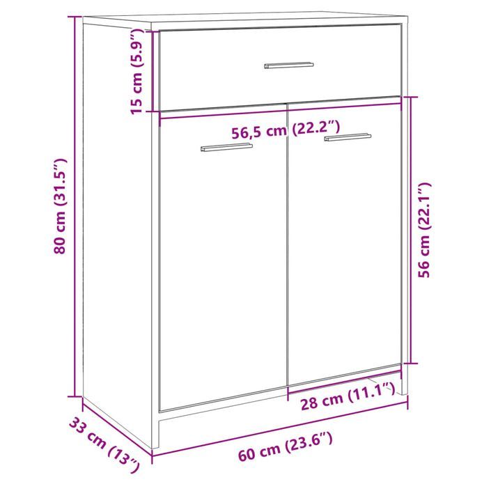 Armoire de salle de bain Chêne sonoma 60x33x80 cm - Photo n°10