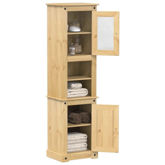 Armoire de salle de bain Corona 50x40x185 cm bois de pin massif - Photo n°1