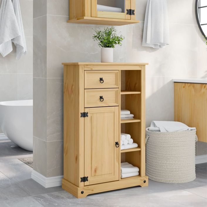 Armoire de salle de bain Corona 70x33x110 cm bois de pin massif - Photo n°1