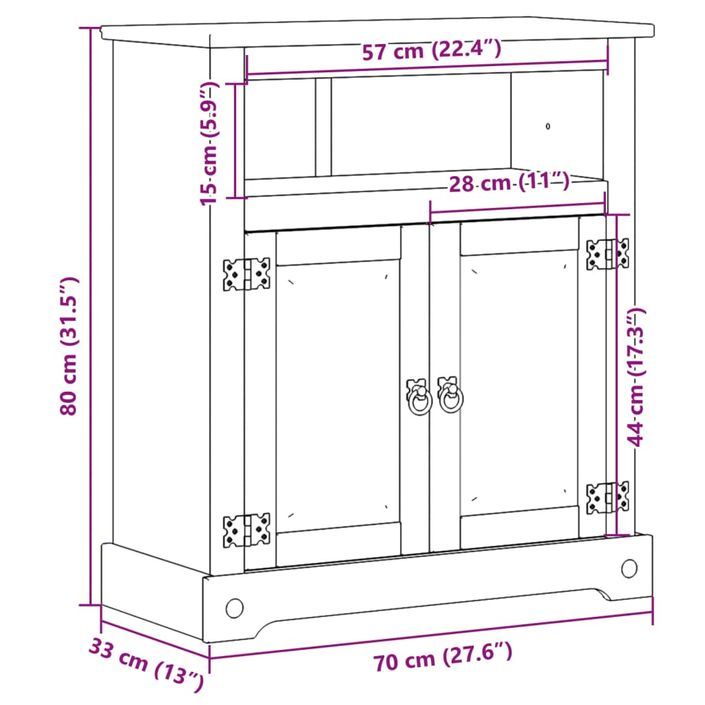 Armoire de salle de bain Corona 70x33x80 cm bois de pin massif - Photo n°10