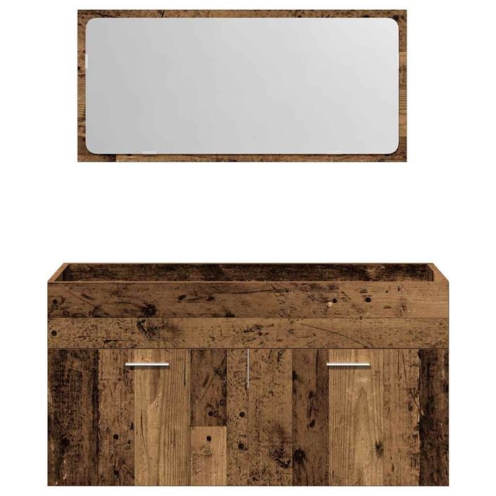 Armoire de salle de bain et miroir vieux bois bois d'ingénierie - Photo n°4