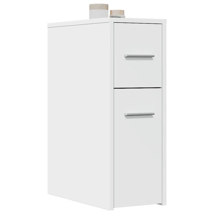 Armoire de salle de bain étroite avec roulettes blanc - Photo n°1