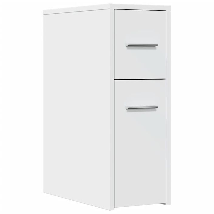 Armoire de salle de bain étroite avec roulettes blanc - Photo n°2