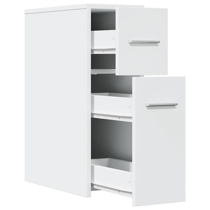 Armoire de salle de bain étroite avec roulettes blanc - Photo n°7