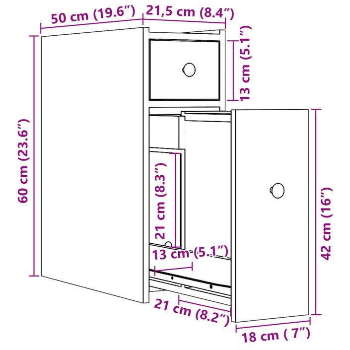 Armoire de salle de bain étroite avec roulettes blanc - Photo n°11